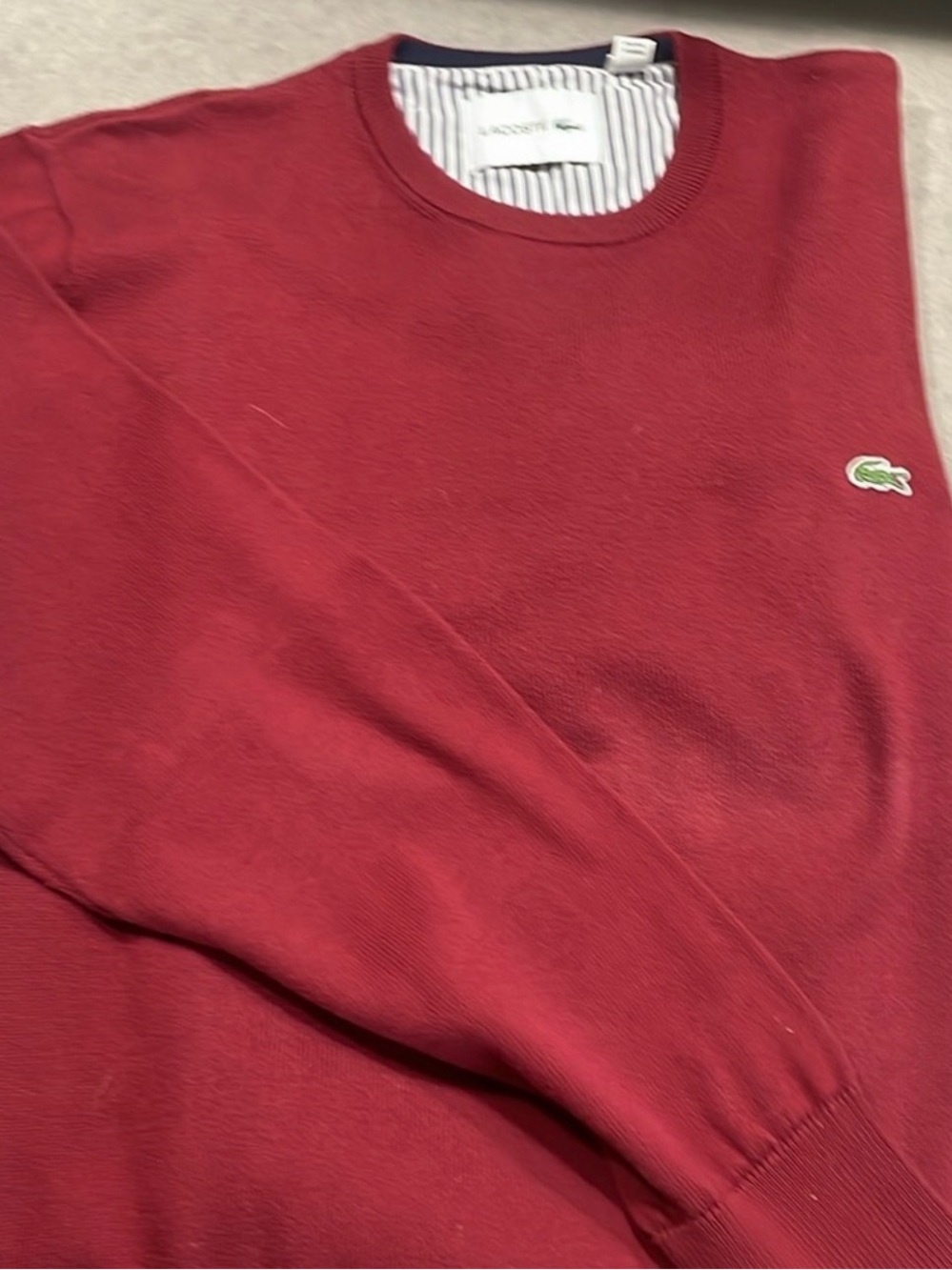 Lacoste Men's Crewneck Sweater in Deep Red